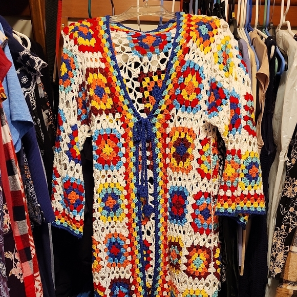No Label Sweaters - Colorful Crochet Women's Poncho